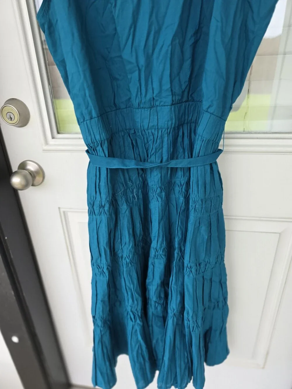 Anne Klein Teal Sleeveless Shirt Dress Belted Tiered Midi Dress Size 14 NWT